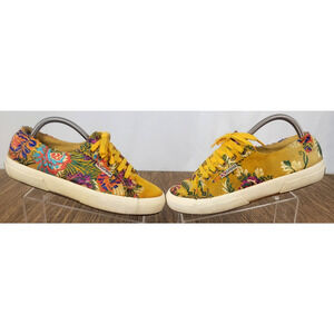 Superga Yellow Gold Satin Korelaw Floral Embroidered Sneakers US 7.5 Eu 38 Shoes